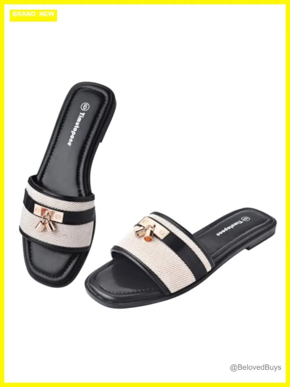 Women's Faux Leather Square Toe Flat Sandals Slip On Slide Dressy Summer